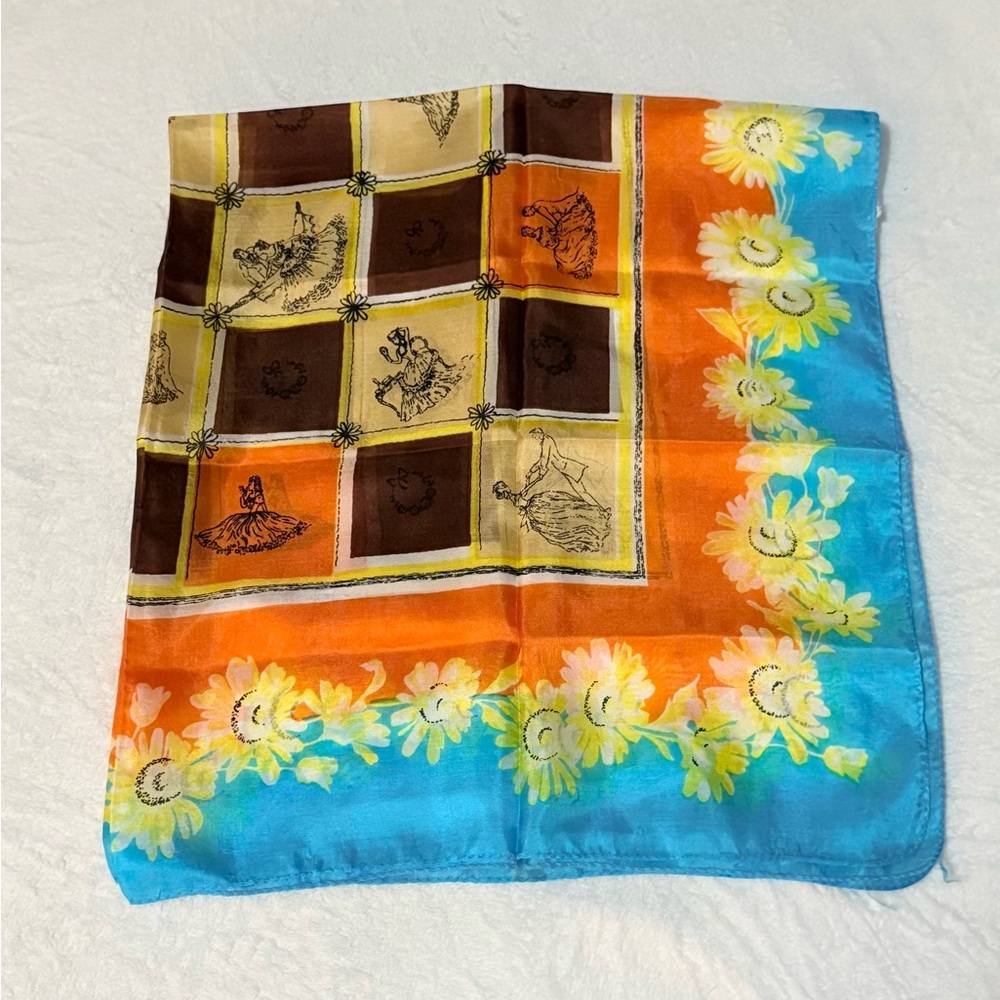 Vintage Retro Floral Patterned Scarf Set of Three